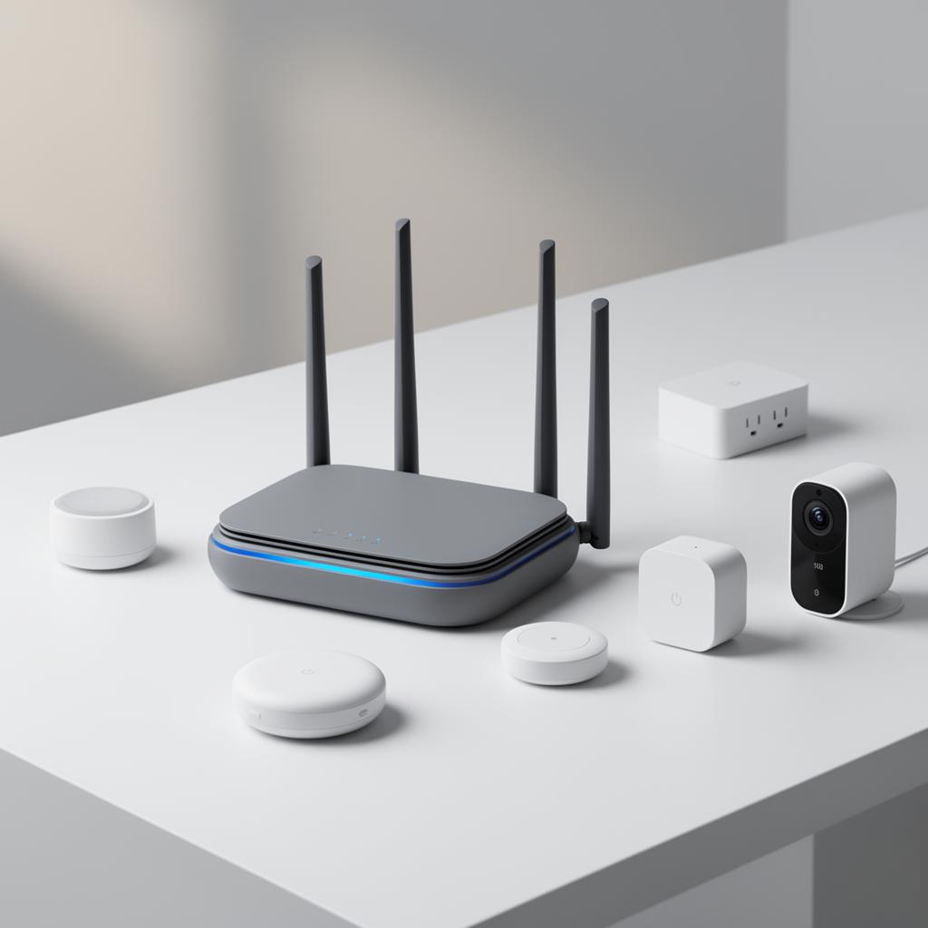 Roteador Wi-Fi e dispositivos inteligentes